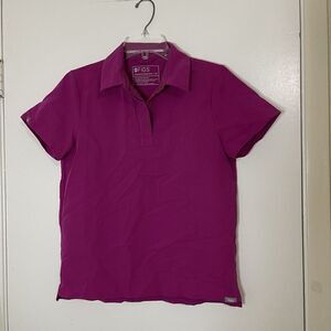 FIGS purple raspberry polo short sleeve top size XS